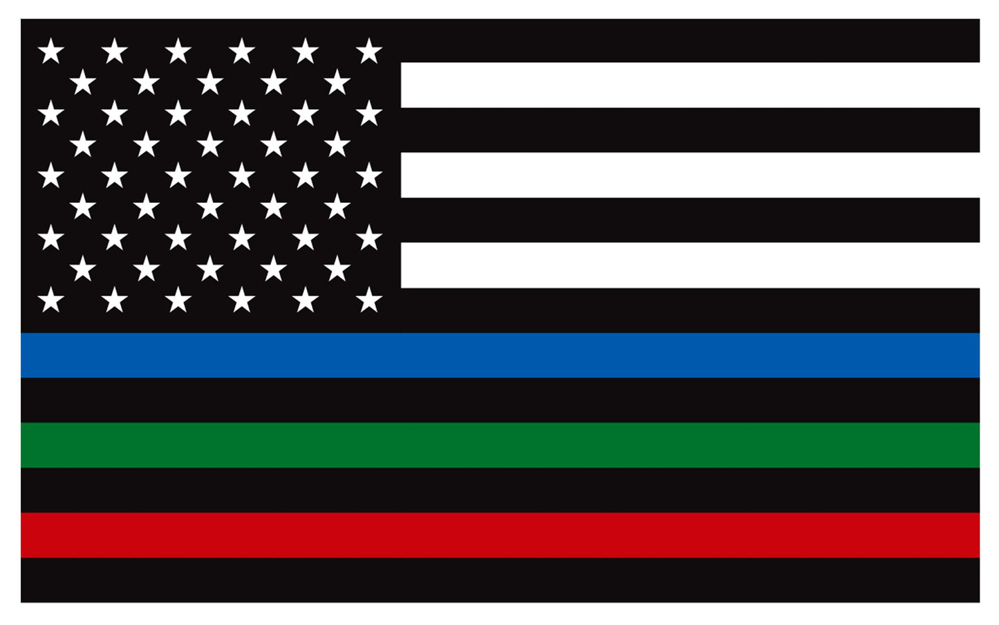 New General American Flag Premium Vynl Decals - Thin Blue, Red, and Green Line Flag Decal - Single