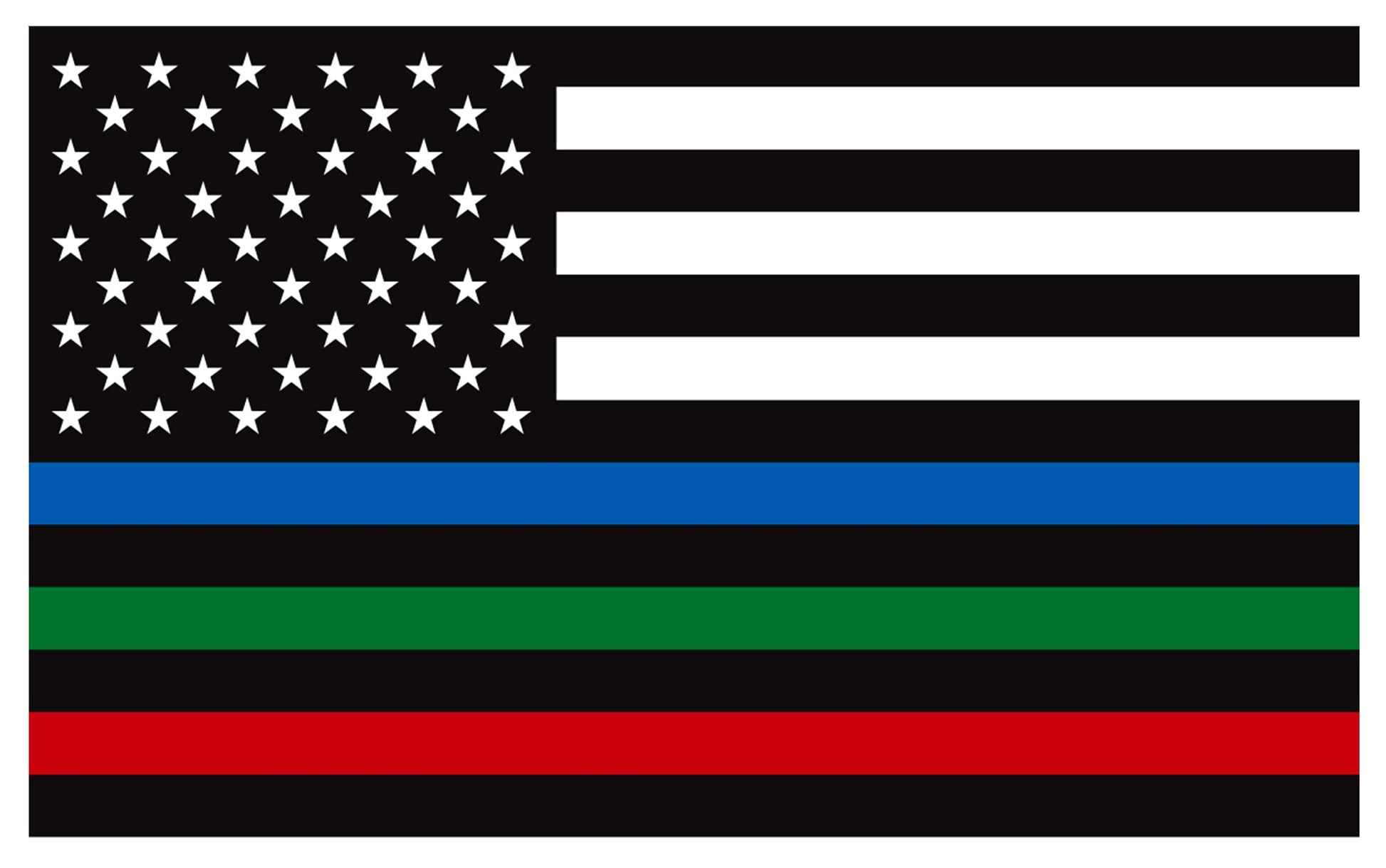 New General American Flag Premium Vynl Decals - Thin Blue, Red, and Green Line Flag Decal - Single