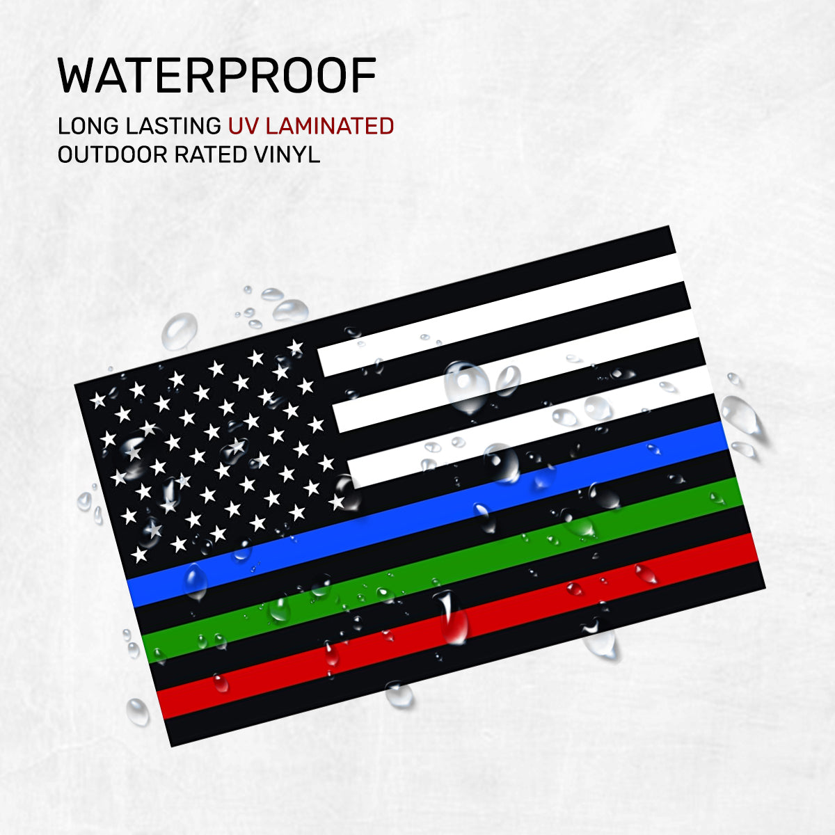 New General American Flag Premium Vynl Decals - Thin Blue, Red, and Green Line Flag Decal - 2-Pack