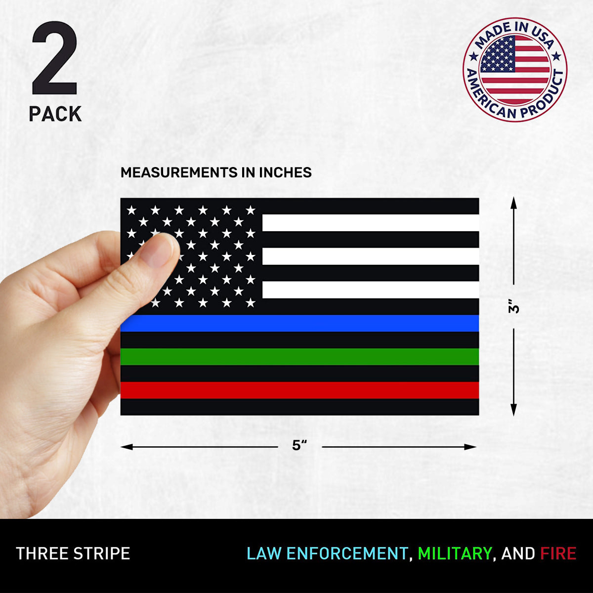 New General American Flag Premium Vynl Decals - Thin Blue, Red, and Green Line Flag Decal - 2-Pack