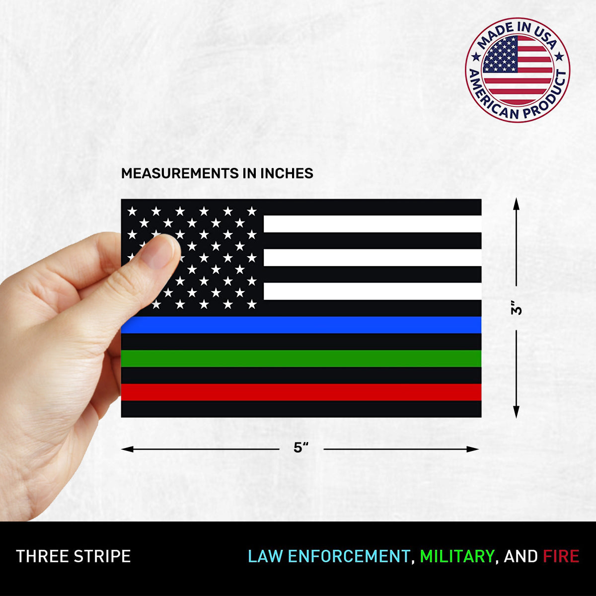 New General American Flag Premium Vynl Decals - Thin Blue, Red, and Green Line Flag Decal - Single