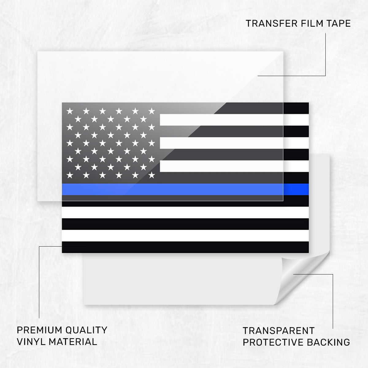 New General American Flag Premium Vynl Decals - Thin Blue Line Flag Decal - 2-Pack