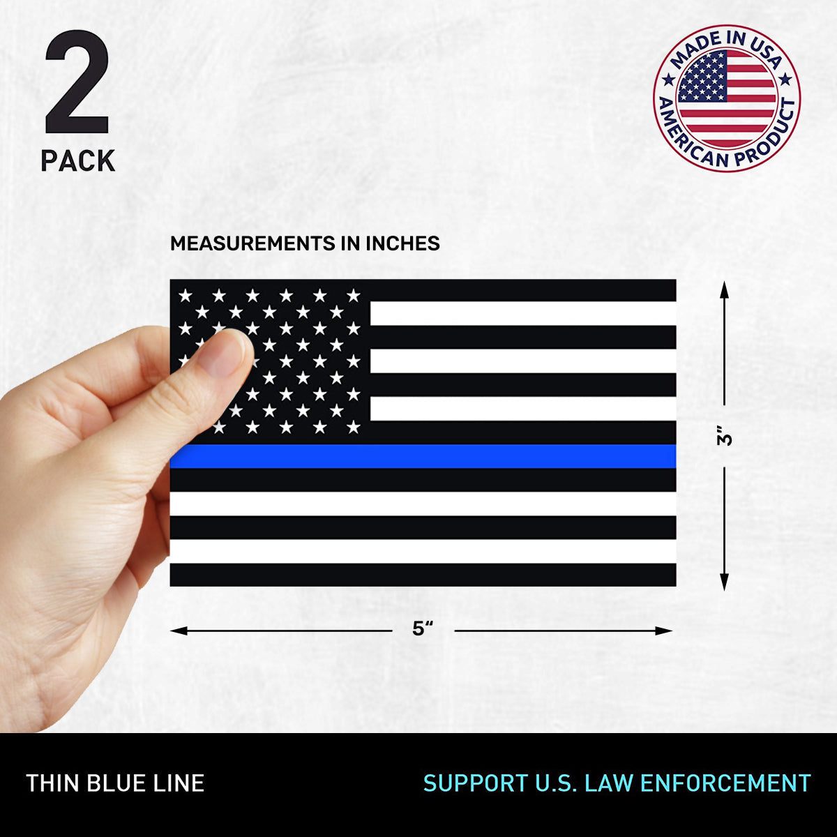 New General American Flag Premium Vynl Decals - Thin Blue Line Flag Decal - 2-Pack