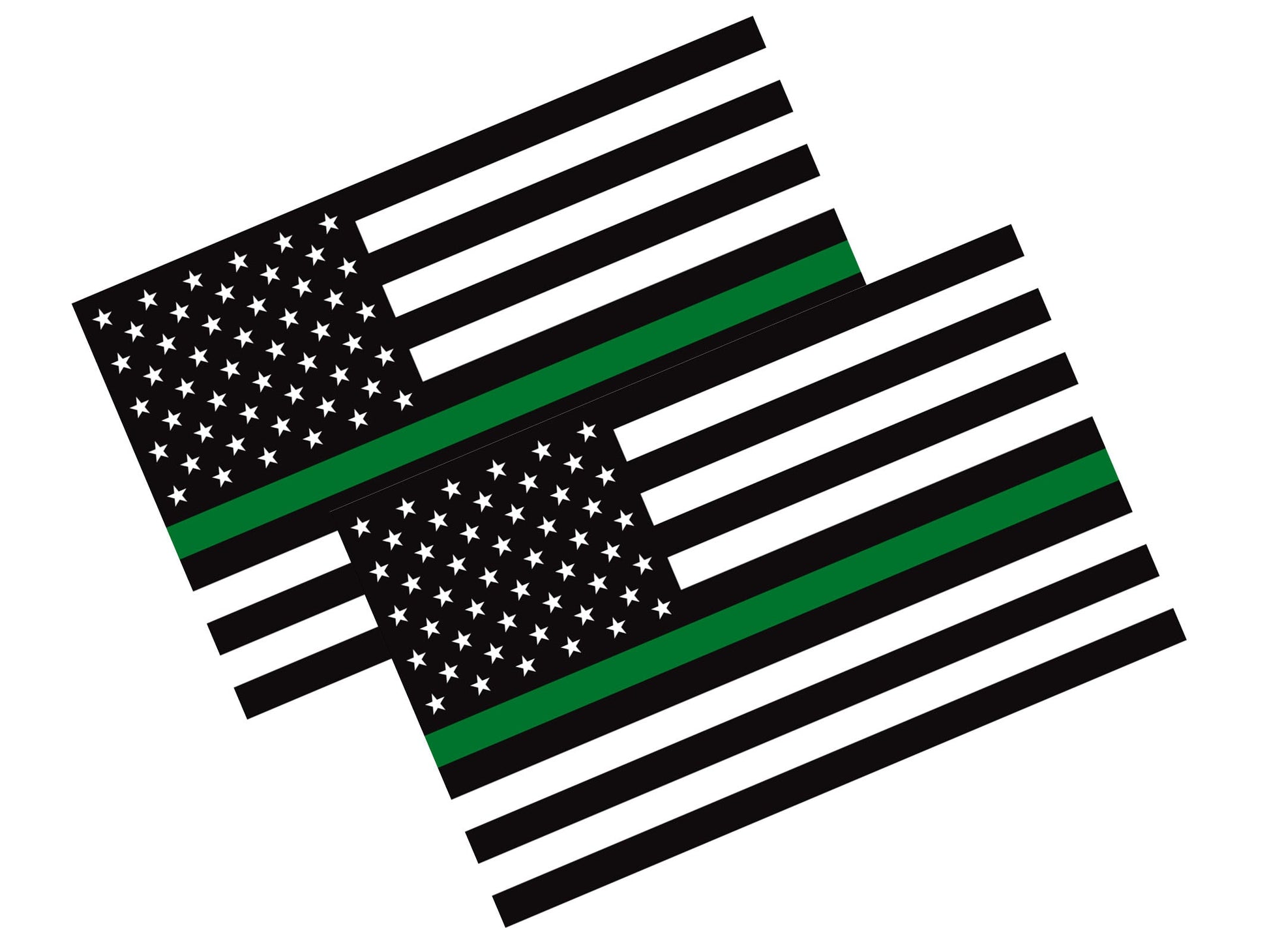 New General American Flag Premium Vynl Decals - Thin Green Line Flag Decal - 2-Pack