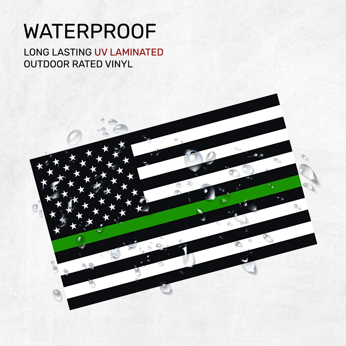 New General American Flag Premium Vynl Decals - Thin Green Line Flag Decal - 2-Pack