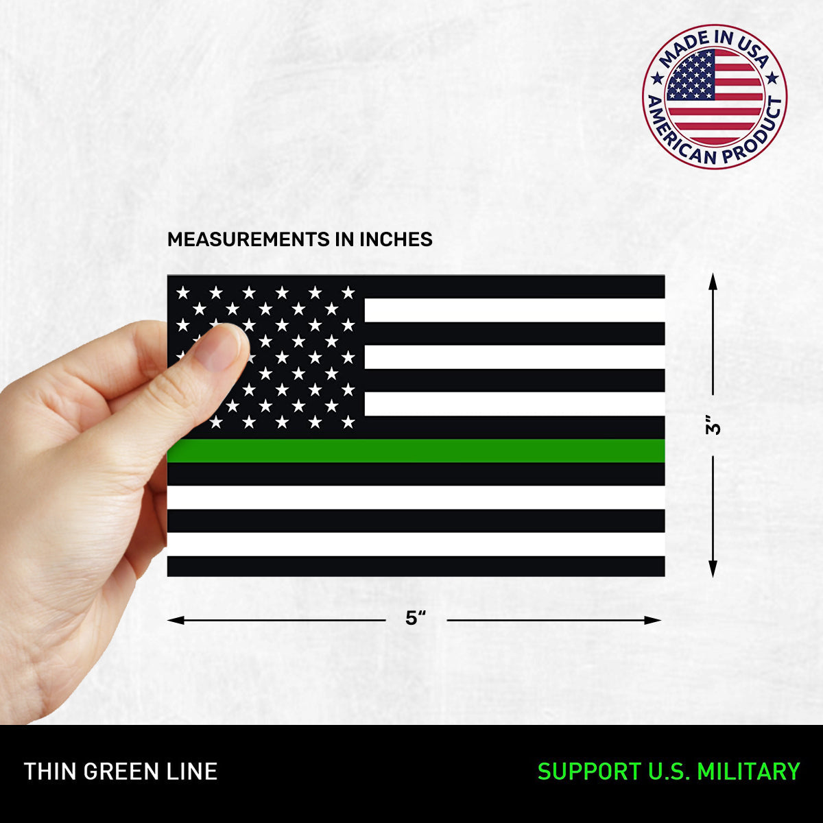 New General American Flag Premium Vynl Decals - Thin Green Line Flag Decal - Single