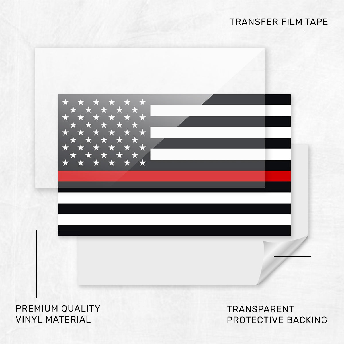 New General American Flag Premium Vynl Decals - Thin Red Line Flag Decal - 2-Pack