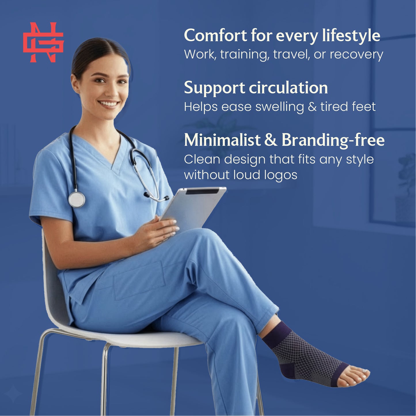 New General Recover Compression Socks - Navy