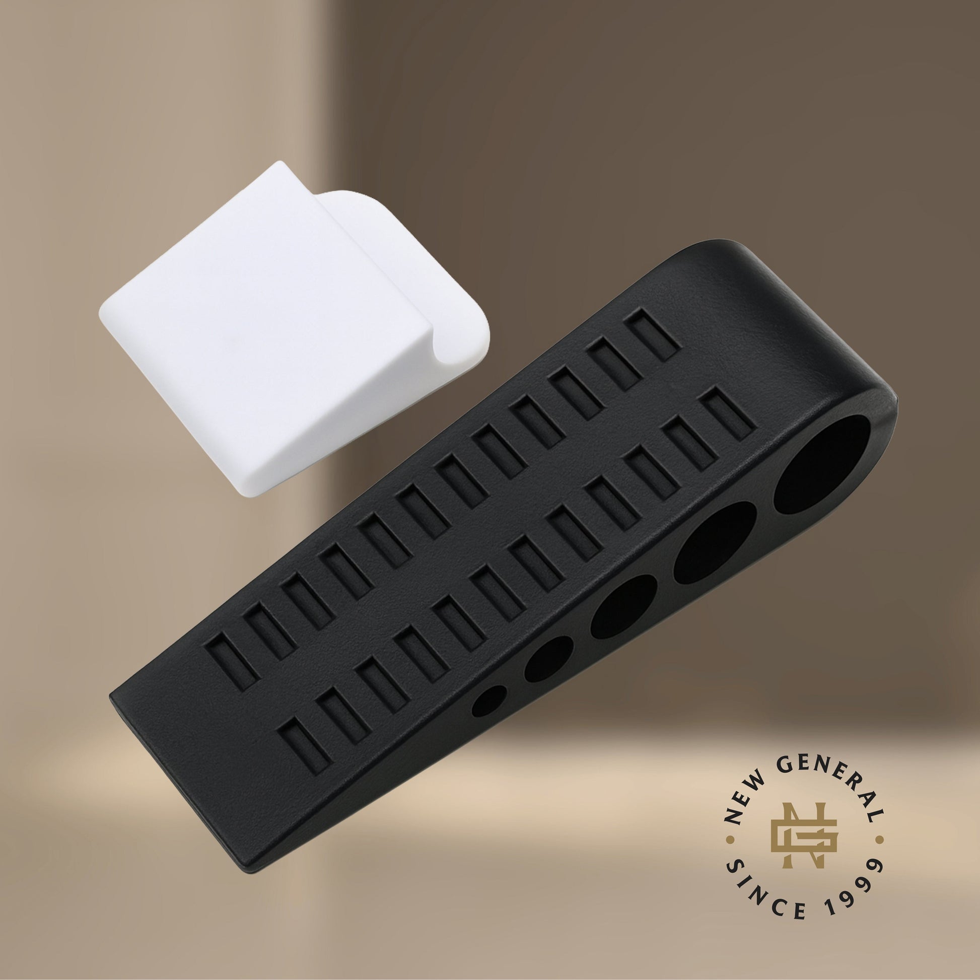 New General 3-Pack Door Stoppers with Storage Bracket - Black