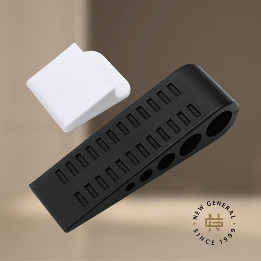 New General 3-Pack Door Stoppers with Storage Bracket - Black