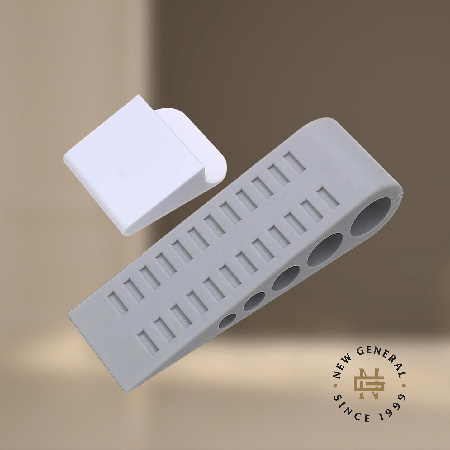 New General 3-Pack Door Stoppers with Storage Bracket - Grey