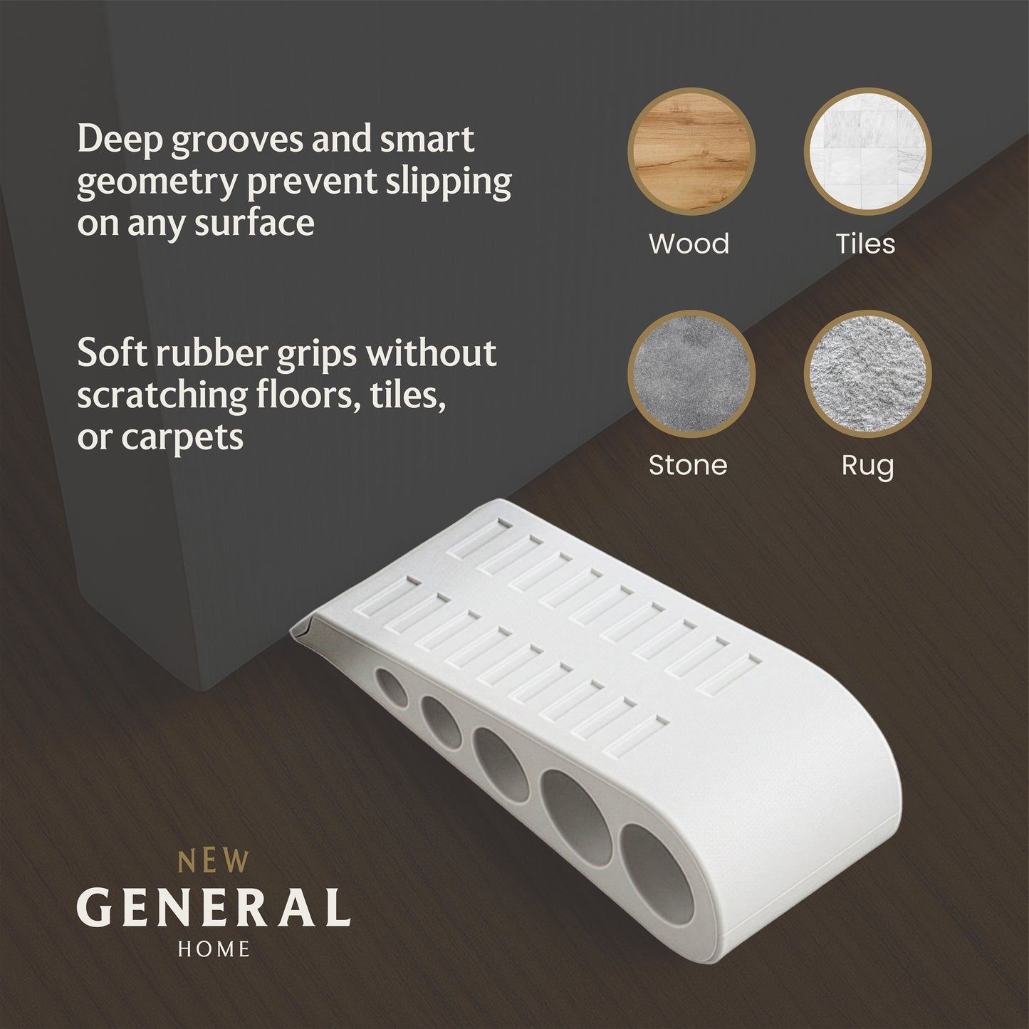 New General 3-Pack Door Stoppers with Storage Bracket - White