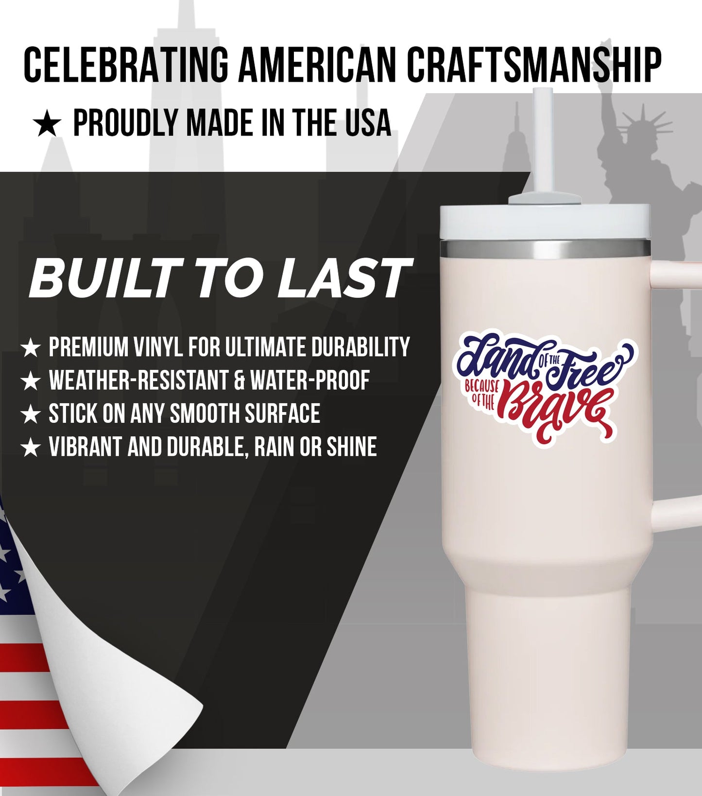 New General American Premium Vinyl Decals - Stars & Stripes