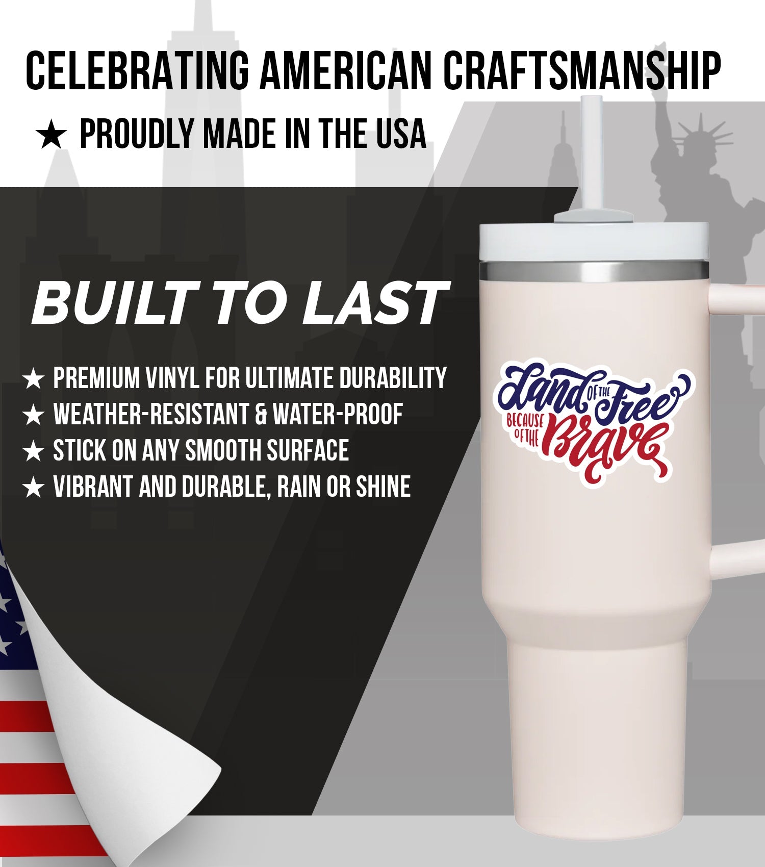 New General American Premium Vinyl Decals - Stars & Stripes